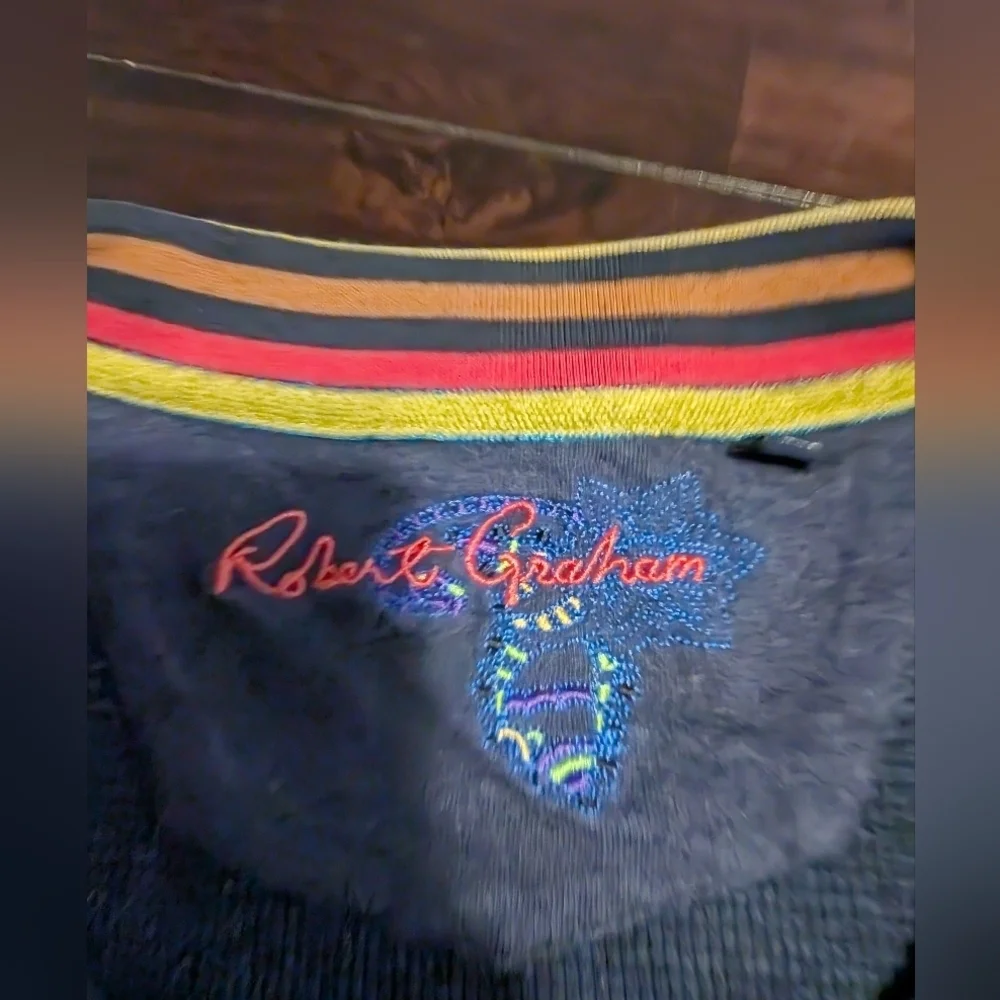 Robert Graham Blue Quarter-Zip Pull-Over Sweater, Men's Large